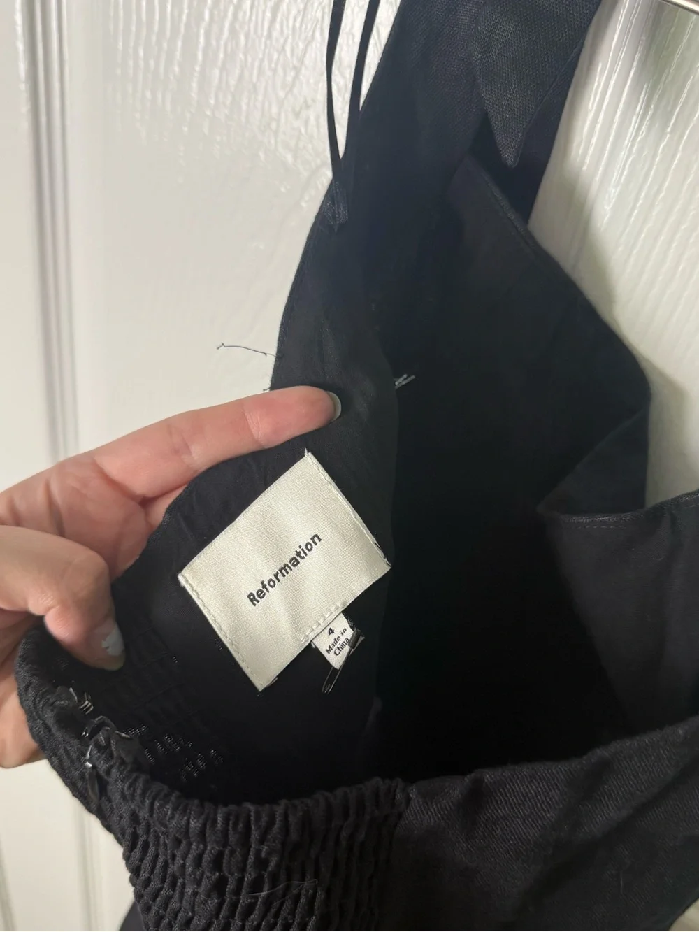 Reformation Malika Linen Jumpsuit in Black 4 FLAW